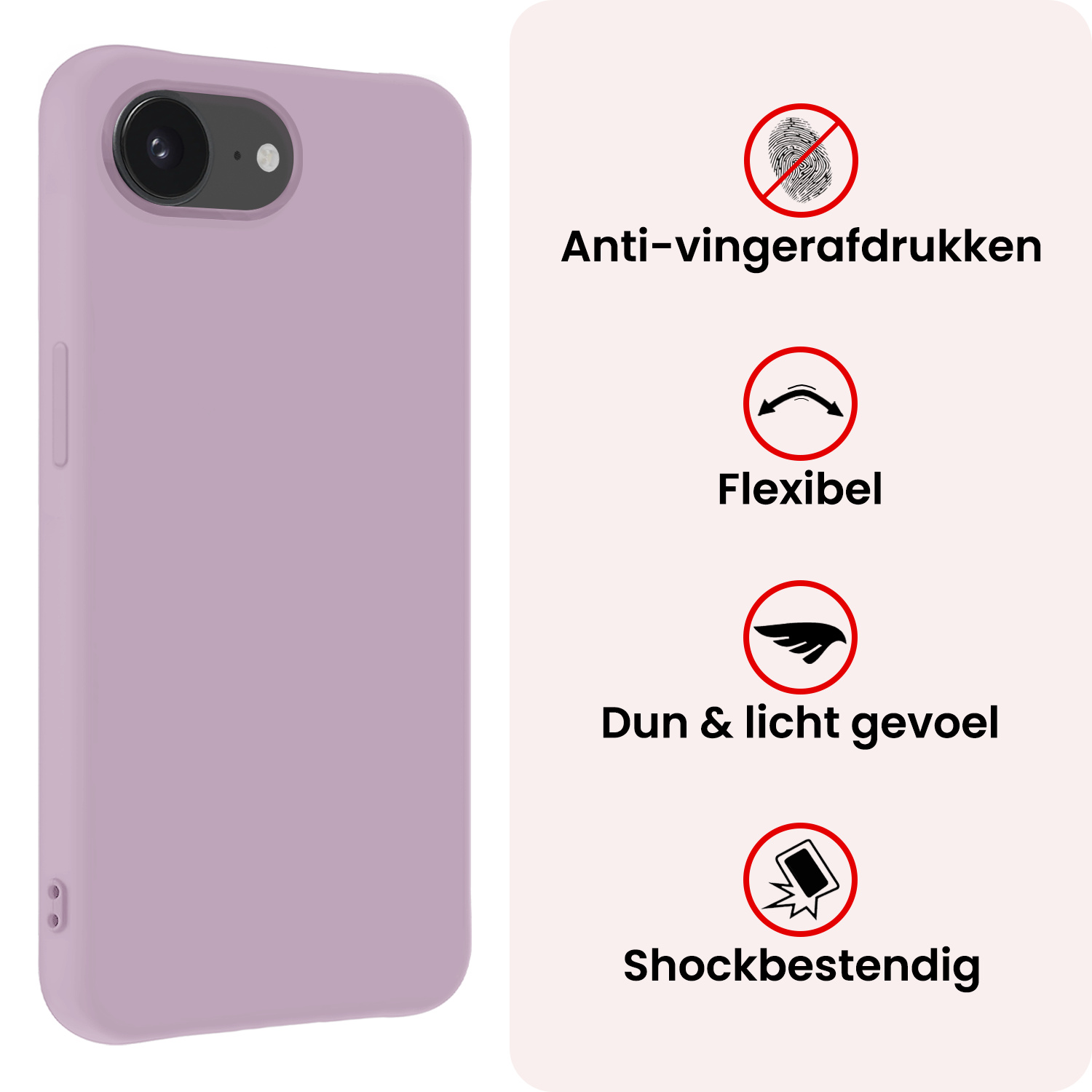 NoXx NoXx iPhone 16E Hoesje Siliconen Met Screenprotector Met Dichte Notch - Lila