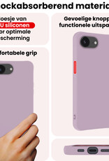 NoXx NoXx iPhone 16E Hoesje Siliconen Met Screenprotector Met Dichte Notch - Lila