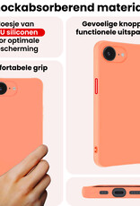 NoXx NoXx iPhone 16E Hoesje Siliconen Met Screenprotector Met Dichte Notch - Perzik