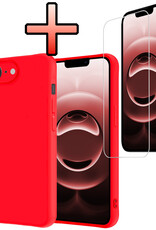 NoXx NoXx iPhone 16E Hoesje Siliconen Met Screenprotector Met Dichte Notch - Rood