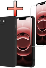 NoXx NoXx iPhone 16E Hoesje Siliconen Met Screenprotector Met Dichte Notch - Zwart