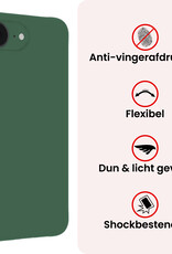 NoXx NoXx iPhone 16E Hoesje Siliconen Met 2x Screenprotector Met Dichte Notch - Donkergroen