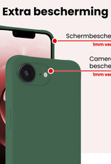 NoXx NoXx iPhone 16E Hoesje Siliconen Met 2x Screenprotector Met Dichte Notch - Donkergroen