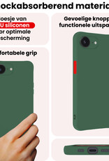 NoXx NoXx iPhone 16E Hoesje Siliconen Met 2x Screenprotector Met Dichte Notch - Donkergroen