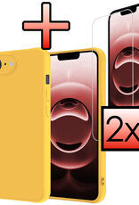 NoXx NoXx iPhone 16E Hoesje Siliconen Met 2x Screenprotector Met Dichte Notch - Geel