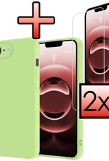 NoXx NoXx iPhone 16E Hoesje Siliconen Met 2x Screenprotector Met Dichte Notch - Groen