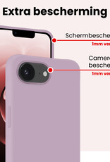 NoXx NoXx iPhone 16E Hoesje Siliconen Met 2x Screenprotector Met Dichte Notch - Lila