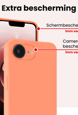 NoXx NoXx iPhone 16E Hoesje Siliconen Met 2x Screenprotector Met Dichte Notch - Perzik