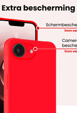 NoXx NoXx iPhone 16E Hoesje Siliconen Met 2x Screenprotector Met Dichte Notch - Rood