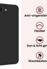 NoXx NoXx iPhone 16E Hoesje Siliconen Met 2x Screenprotector Met Dichte Notch - Zwart