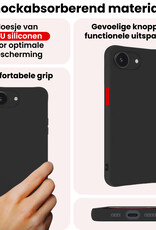 NoXx NoXx iPhone 16E Hoesje Siliconen Met 2x Screenprotector Met Dichte Notch - Zwart