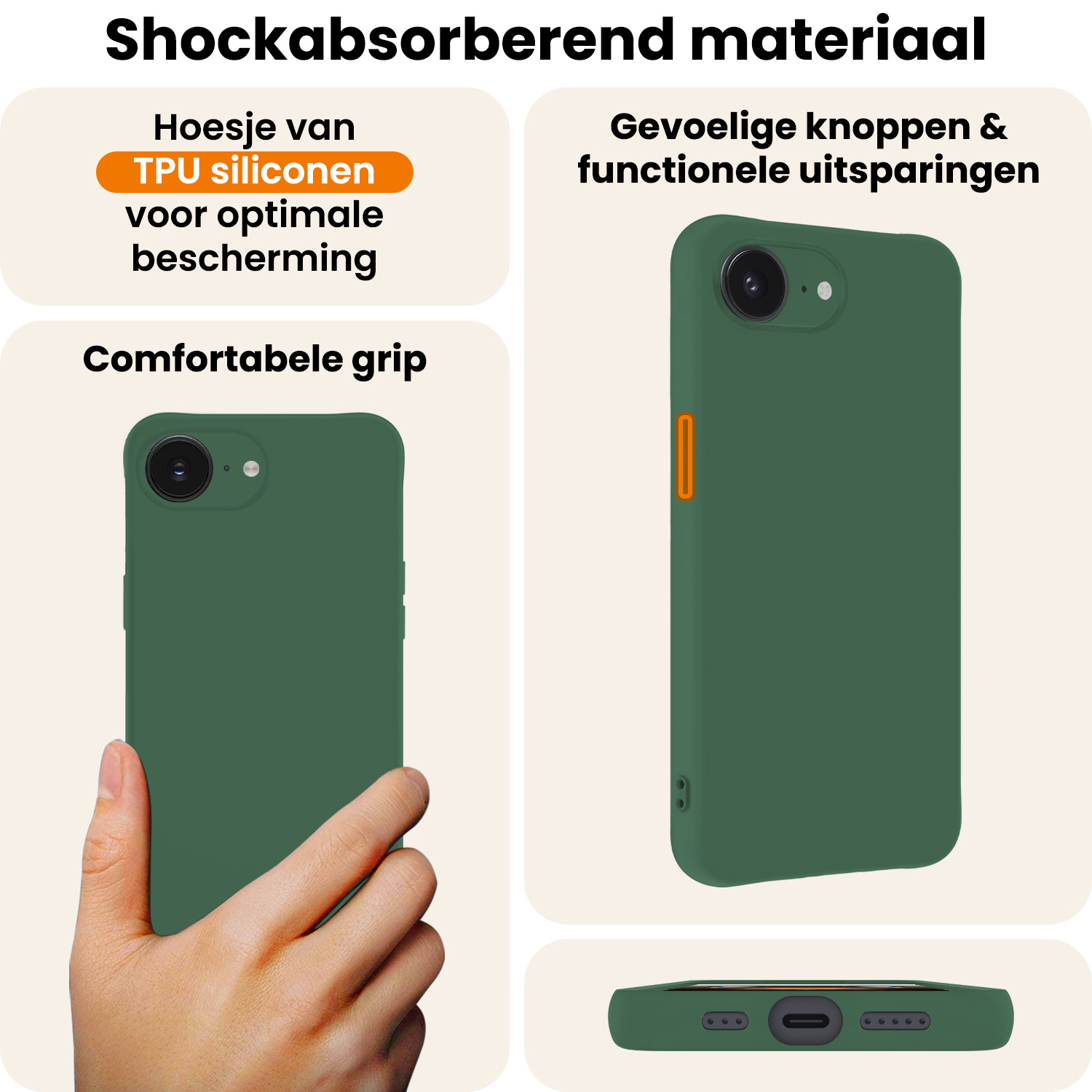 Nomfy Nomfy iPhone 16E Hoesje Siliconen - Donkergroen