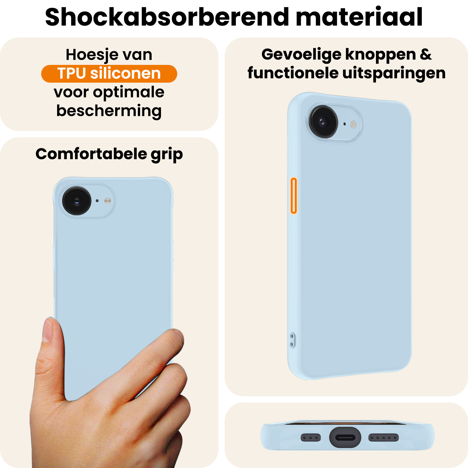 Nomfy Nomfy iPhone 16E Hoesje Siliconen - Lichtblauw