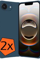 Nomfy Nomfy iPhone 16E Hoesje Siliconen - Donkerblauw - 2 PACK
