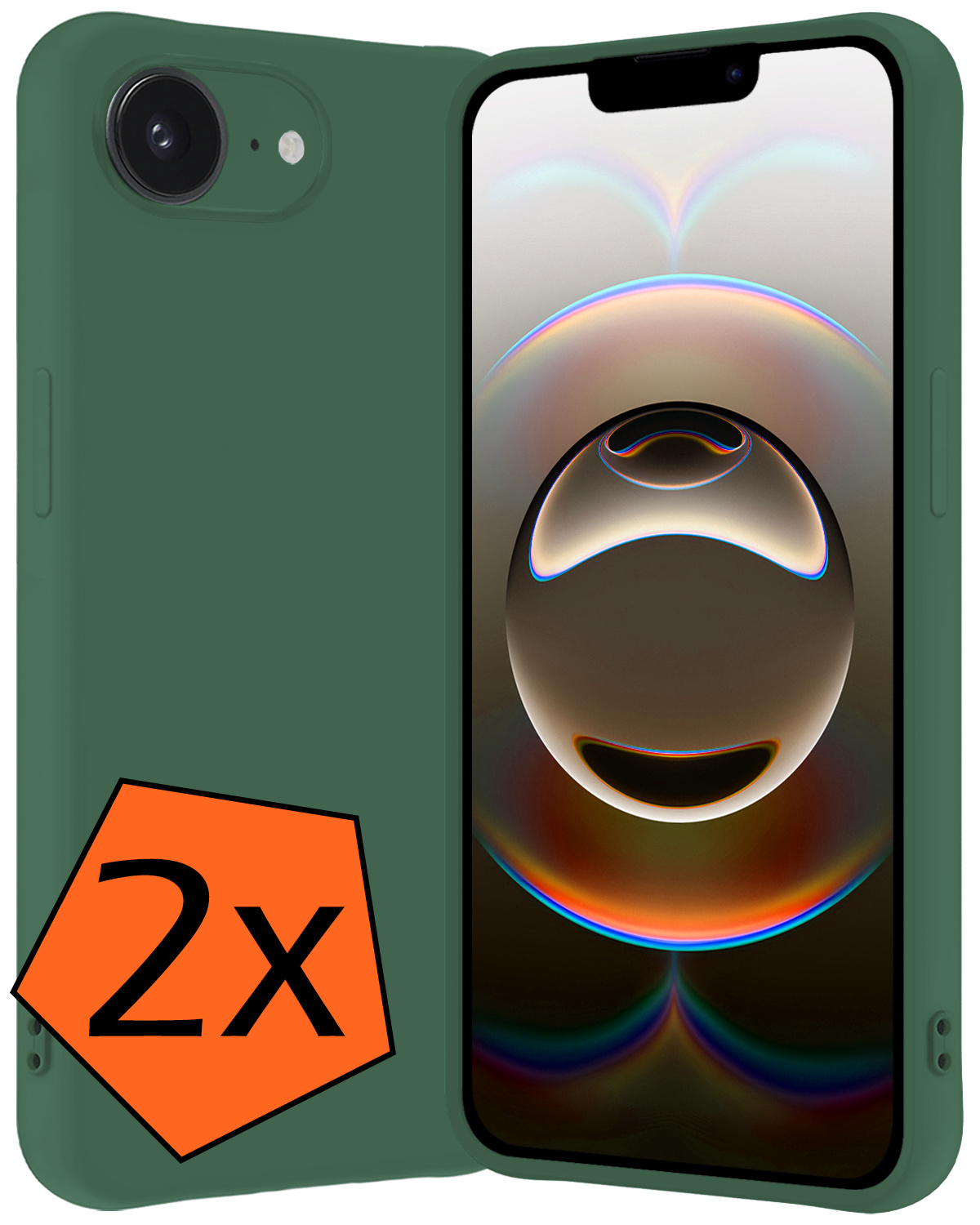 Nomfy Nomfy iPhone 16E Hoesje Siliconen - Donkergroen - 2 PACK