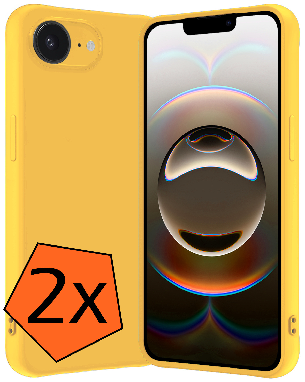 Nomfy Nomfy iPhone 16E Hoesje Siliconen - Geel - 2 PACK