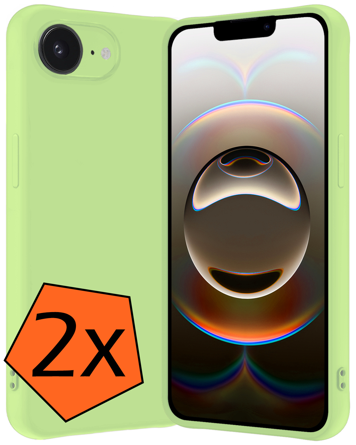 Nomfy Nomfy iPhone 16E Hoesje Siliconen - Groen - 2 PACK