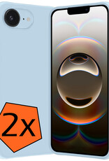 Nomfy Nomfy iPhone 16E Hoesje Siliconen - Lichtblauw - 2 PACK