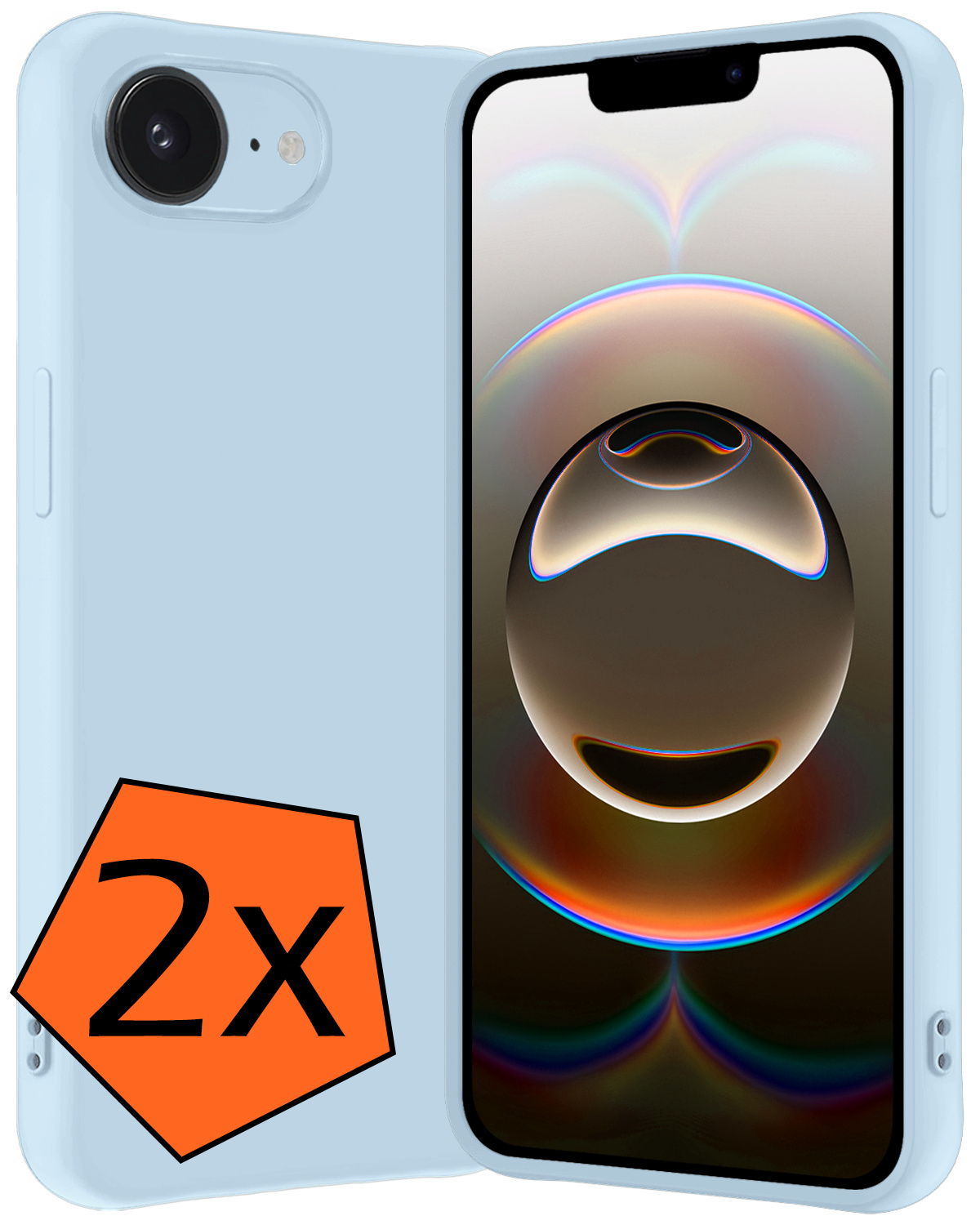 Nomfy Nomfy iPhone 16E Hoesje Siliconen - Lichtblauw - 2 PACK