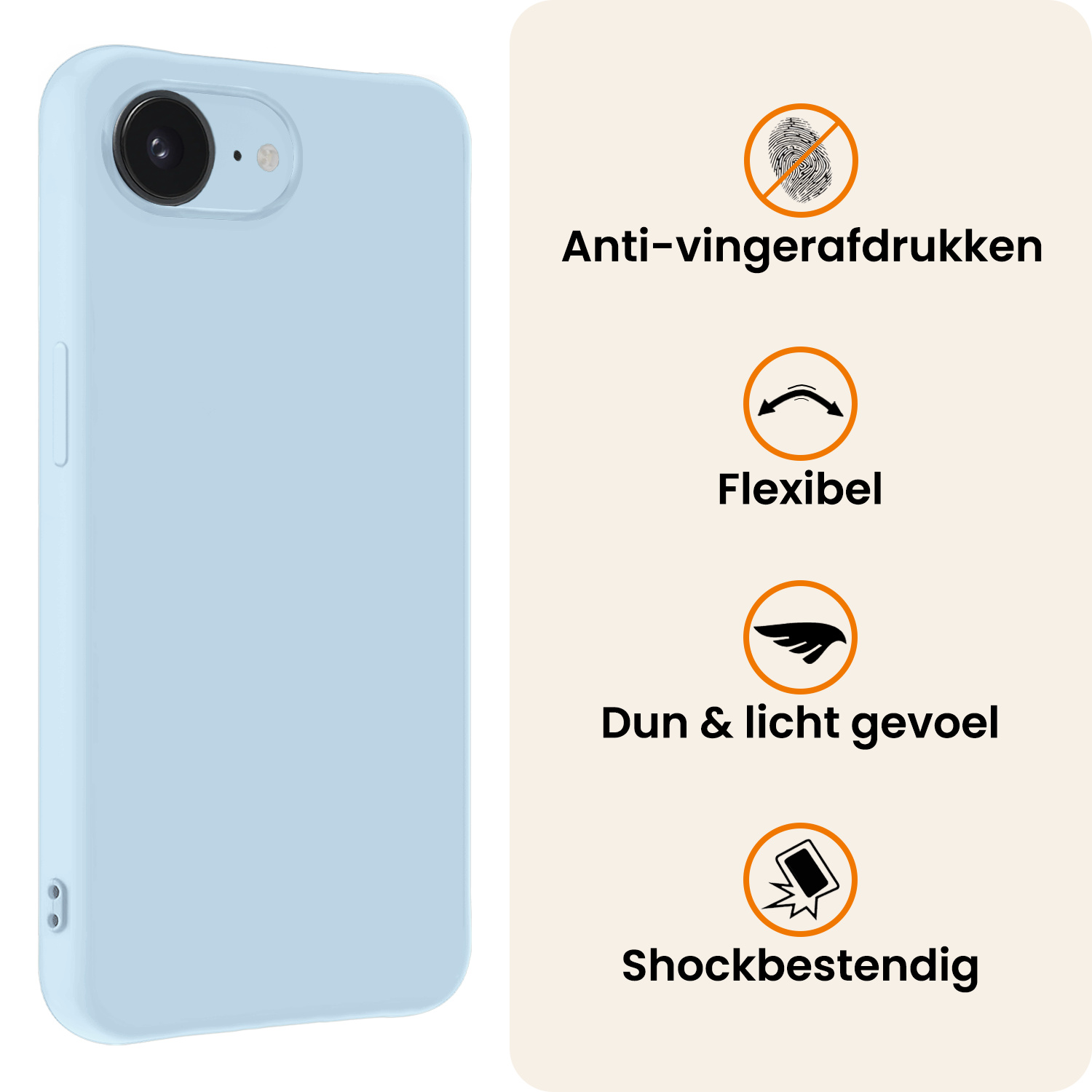 Nomfy Nomfy iPhone 16E Hoesje Siliconen - Lichtblauw - 2 PACK