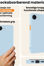 Nomfy Nomfy iPhone 16E Hoesje Siliconen - Lichtblauw - 2 PACK