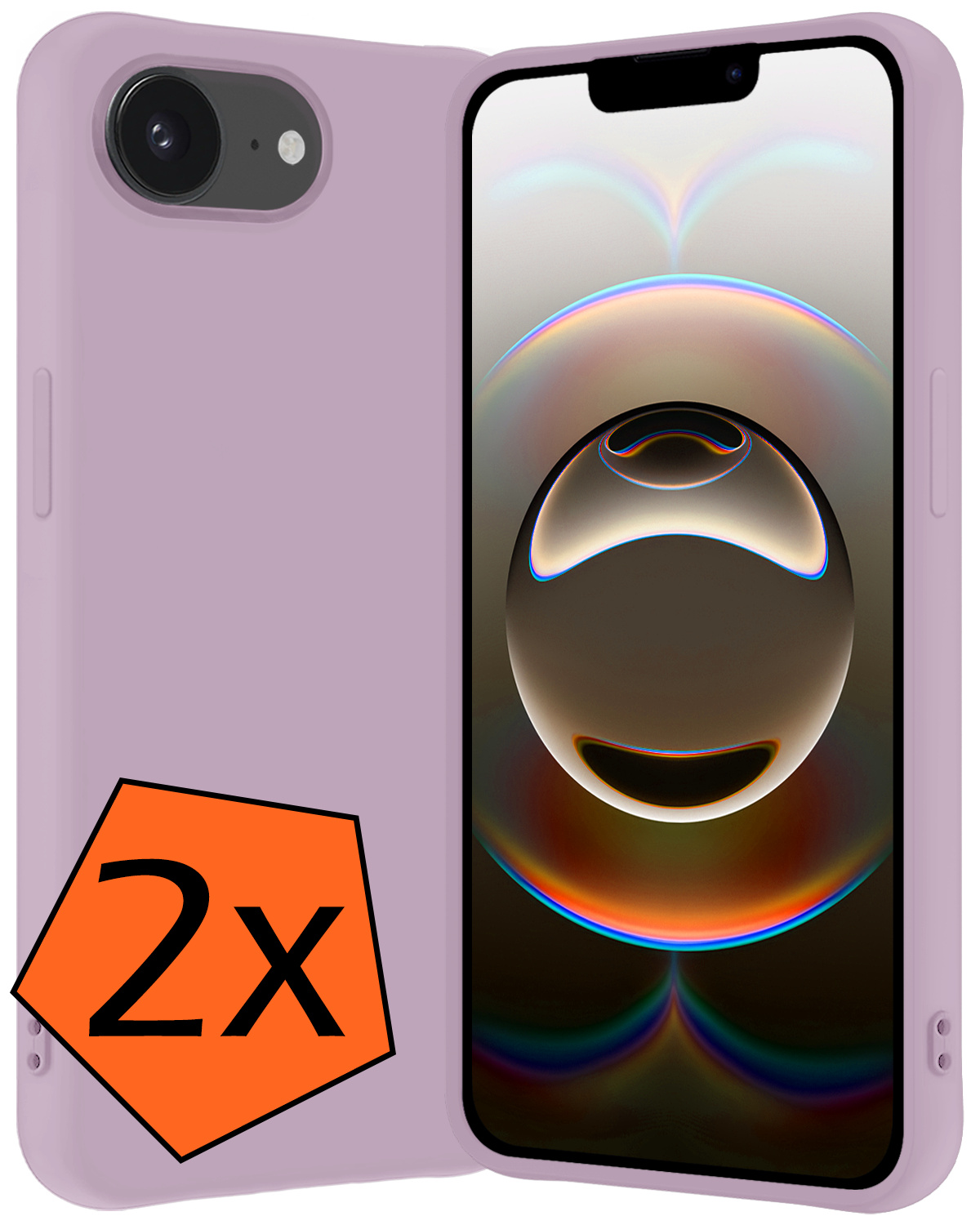 Nomfy Nomfy iPhone 16E Hoesje Siliconen - Lila - 2 PACK