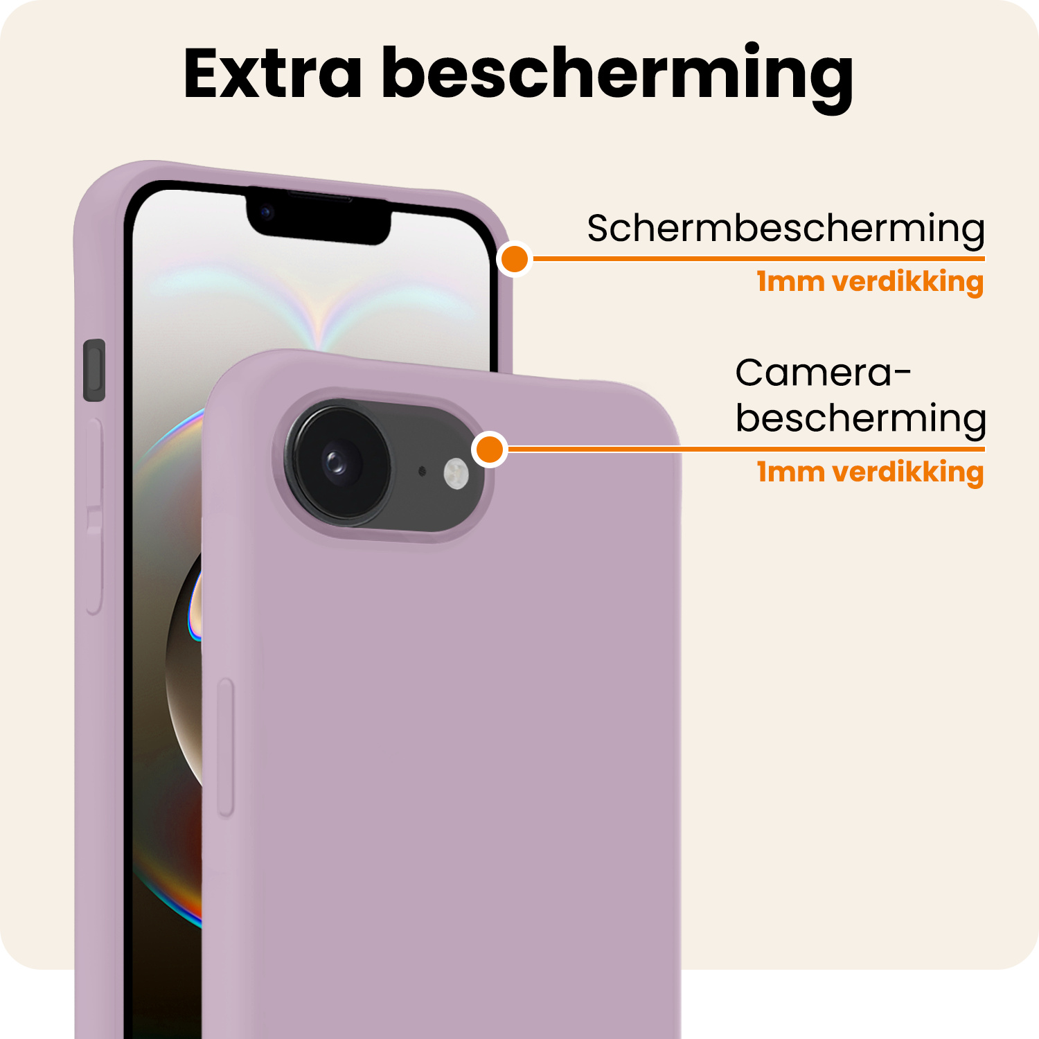 Nomfy Nomfy iPhone 16E Hoesje Siliconen - Lila - 2 PACK