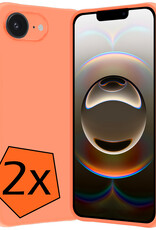 Nomfy Nomfy iPhone 16E Hoesje Siliconen - Perzik - 2 PACK
