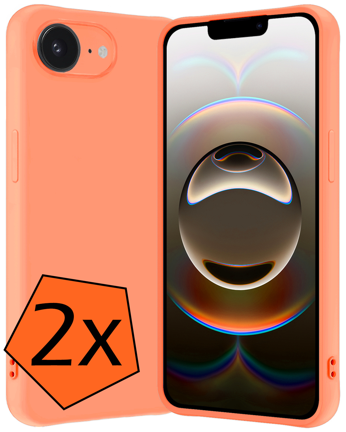 Nomfy Nomfy iPhone 16E Hoesje Siliconen - Perzik - 2 PACK