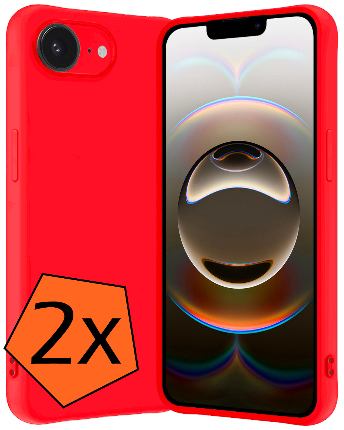 Nomfy Nomfy iPhone 16E Hoesje Siliconen - Rood - 2 PACK