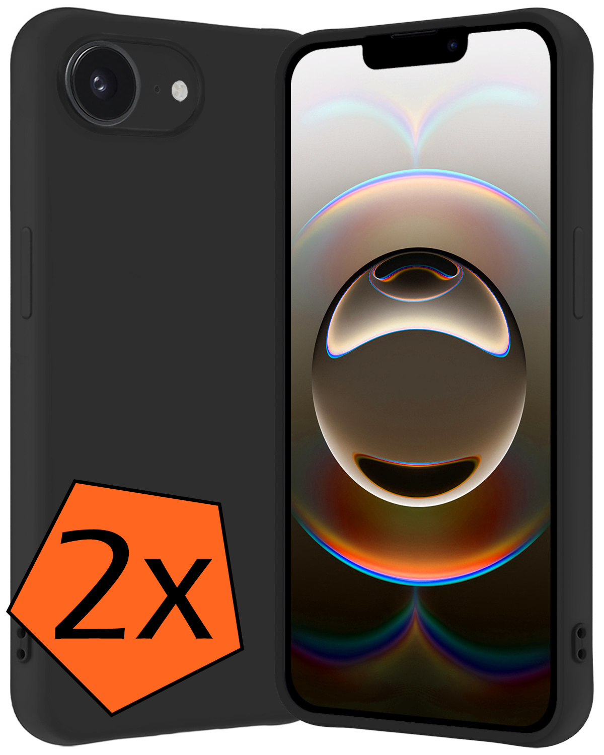 Nomfy Nomfy iPhone 16E Hoesje Siliconen - Zwart - 2 PACK