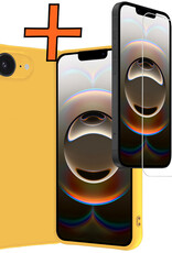 Nomfy Nomfy iPhone 16E Hoesje Siliconen Met Screenprotector Met Dichte Notch - Geel