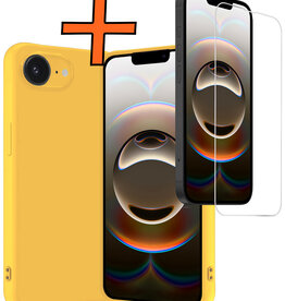 Nomfy Nomfy iPhone 16E Hoesje Siliconen Met Screenprotector Met Dichte Notch - Geel