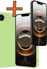 Nomfy Nomfy iPhone 16E Hoesje Siliconen Met Screenprotector Met Dichte Notch - Groen