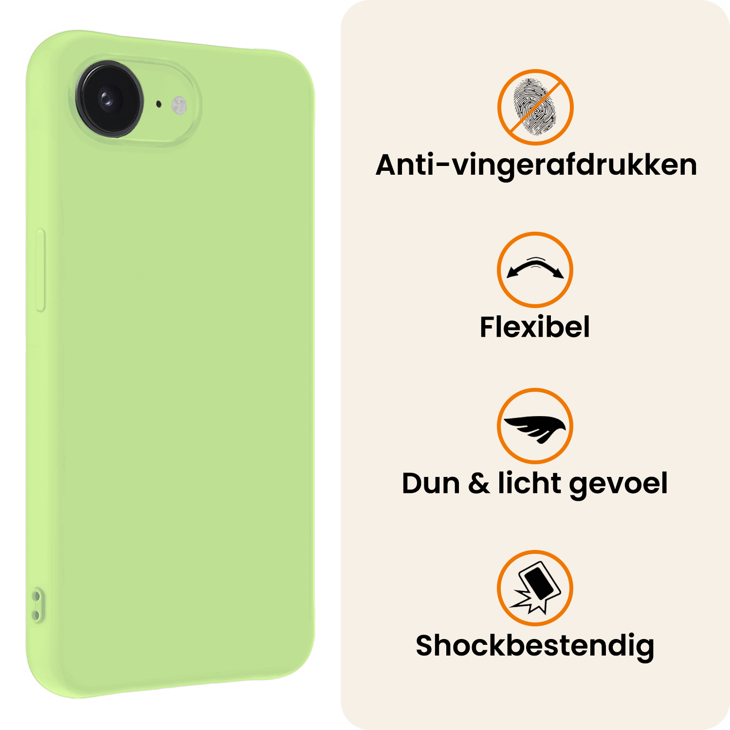 Nomfy Nomfy iPhone 16E Hoesje Siliconen Met Screenprotector Met Dichte Notch - Groen