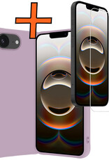 Nomfy Nomfy iPhone 16E Hoesje Siliconen Met Screenprotector Met Dichte Notch - Lila