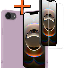 Nomfy Nomfy iPhone 16E Hoesje Siliconen Met Screenprotector Met Dichte Notch - Lila