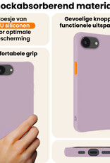 Nomfy Nomfy iPhone 16E Hoesje Siliconen Met Screenprotector Met Dichte Notch - Lila