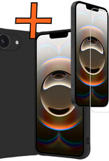 Nomfy Nomfy iPhone 16E Hoesje Siliconen Met Screenprotector Met Dichte Notch - Zwart