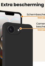 Nomfy Nomfy iPhone 16E Hoesje Siliconen Met Screenprotector Met Dichte Notch - Zwart