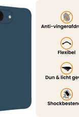 Nomfy Nomfy iPhone 16E Hoesje Siliconen Met 2x Screenprotector Met Dichte Notch - Donkerblauw