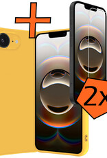 Nomfy Nomfy iPhone 16E Hoesje Siliconen Met 2x Screenprotector Met Dichte Notch - Geel