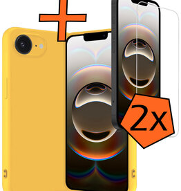 Nomfy Nomfy iPhone 16E Hoesje Siliconen Met 2x Screenprotector Met Dichte Notch - Geel