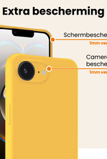 Nomfy Nomfy iPhone 16E Hoesje Siliconen Met 2x Screenprotector Met Dichte Notch - Geel