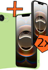 Nomfy Nomfy iPhone 16E Hoesje Siliconen Met 2x Screenprotector Met Dichte Notch - Groen