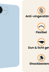 Nomfy Nomfy iPhone 16E Hoesje Siliconen Met 2x Screenprotector Met Dichte Notch - Lichtblauw
