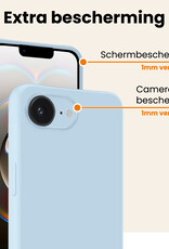 Nomfy Nomfy iPhone 16E Hoesje Siliconen Met 2x Screenprotector Met Dichte Notch - Lichtblauw