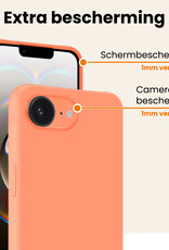 Nomfy Nomfy iPhone 16E Hoesje Siliconen Met 2x Screenprotector Met Dichte Notch - Perzik