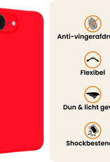 Nomfy Nomfy iPhone 16E Hoesje Siliconen Met 2x Screenprotector Met Dichte Notch - Rood