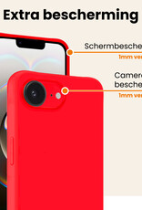 Nomfy Nomfy iPhone 16E Hoesje Siliconen Met 2x Screenprotector Met Dichte Notch - Rood